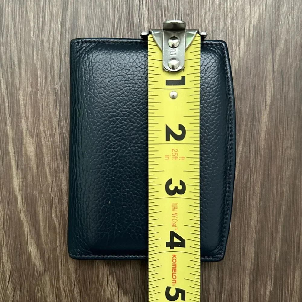 Coach Navy Blue Leather Pocket Organizer Bifold Wallet